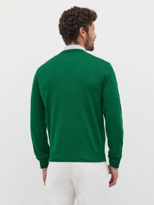Шерстяной свитер из шерсти мериноса с круглым вырезом Rumford зеленый