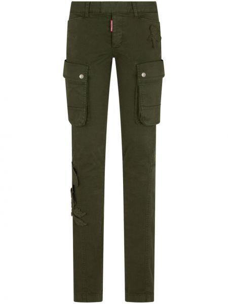 Памучни карго панталони с ниска талия Dsquared2 Зелено