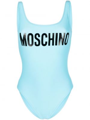 Plavky s výrezom na chrbte s potlačou Moschino