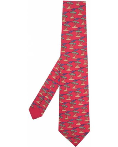 Krawat z printem Hermes, czerwony