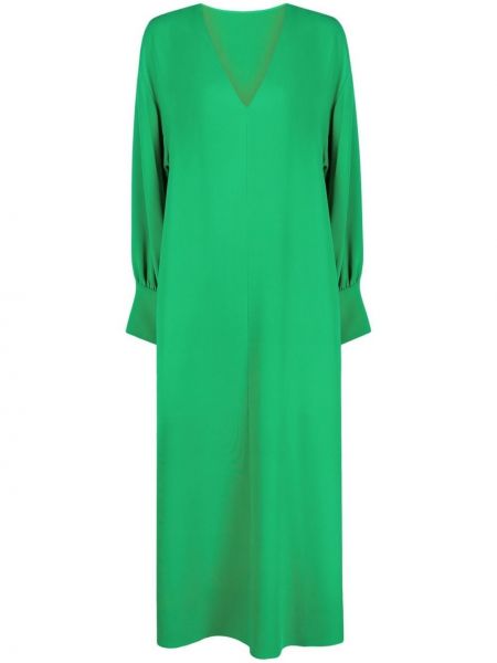 Hedvábné přiléhavé dlouhé šaty s výstřihem do v Valentino - zelená