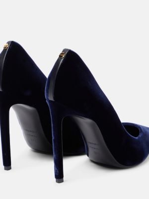 Pantofi cu toc de catifea Tom Ford albastru