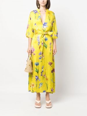 Sukienka w kwiatki z nadrukiem 813 żółta