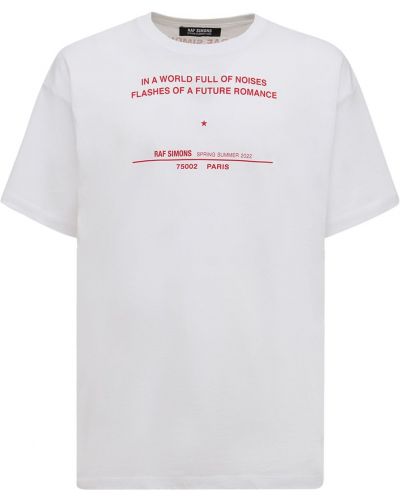 Džerzej bavlnené tričko s potlačou Raf Simons biela