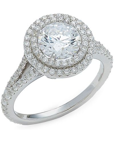 С ромбами с бриллиантом кольцо классическое Lafonn, серебряное