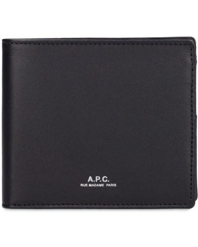 Kožená peněženka s potiskem A.p.c. černá