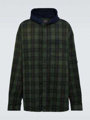 Pledinė medvilninė marškiniai oversize Balenciaga žalia