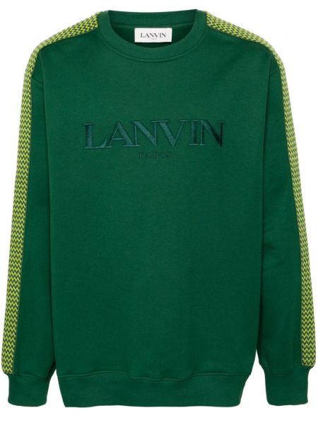 Medvilninis siuvinėtas ilgas megztinis Lanvin žalia