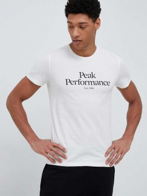 Памучна тениска с дълъг ръкав с принт Peak Performance бяло
