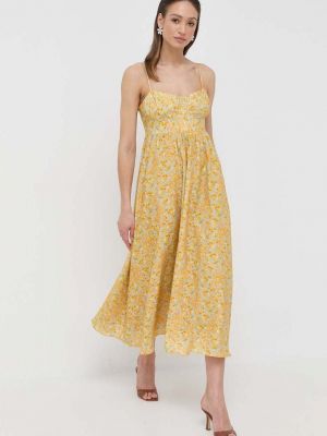 Midi šaty Bardot žluté