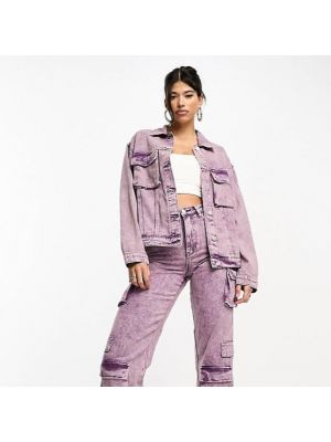 Джинсовая куртка с карманами Kyo фиолетовая