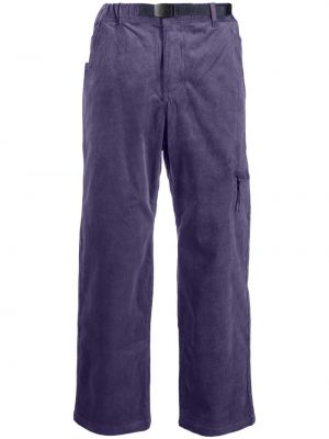 Ravne hlače iz rebrastega žameta Gramicci vijolična