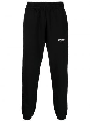 Pantaloni sport din bumbac cu imagine Represent negru
