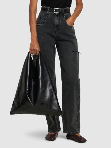 Kožená kabelka z imitace kůže Mm6 Maison Margiela černá