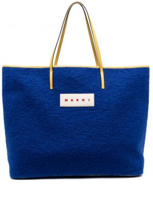 Plstěná oboustranná shopper kabelka Marni modrá