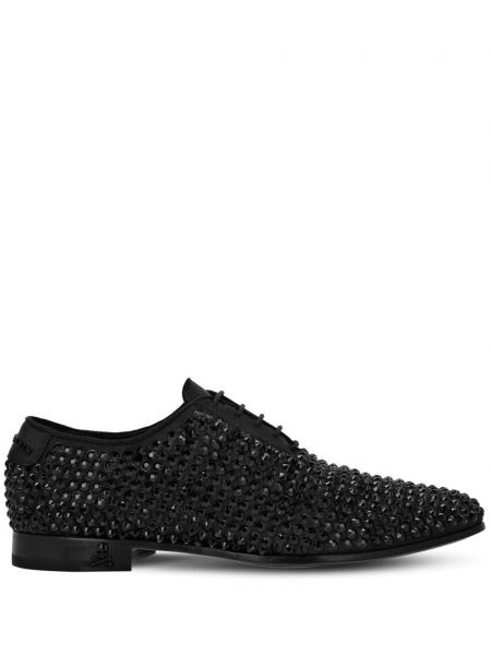 Pantofi oxford din satin de cristal Philipp Plein negru