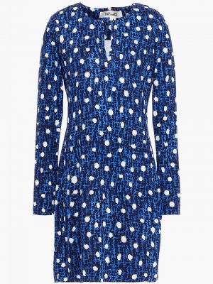 Modré mini šaty z hedvábí Diane Von Furstenberg