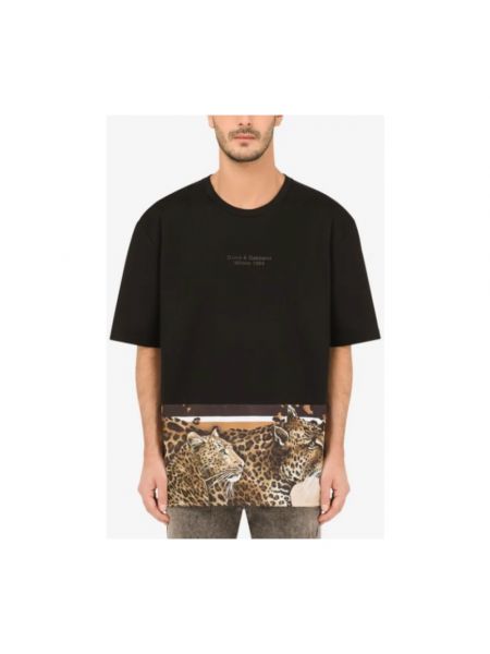 Camisa con estampado leopardo Dolce & Gabbana negro