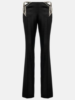 Pantalones rectos de cintura baja de cristal Stella Mccartney negro