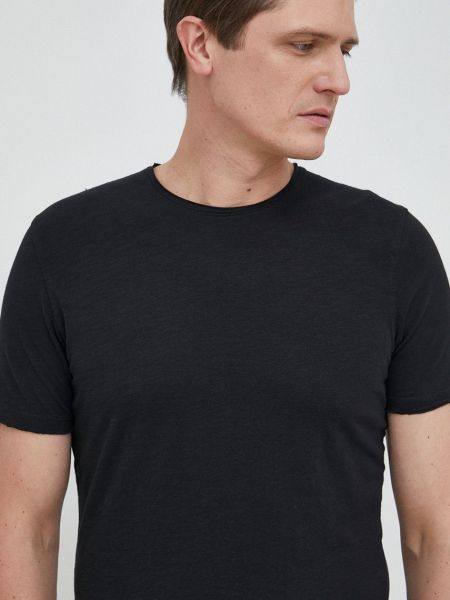 Pamučna majica jednobojna Sisley crna