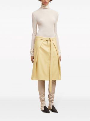 Midi sukně s přezkou Ami Paris žluté