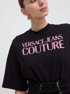 Pamučna majica Versace Jeans Couture crna