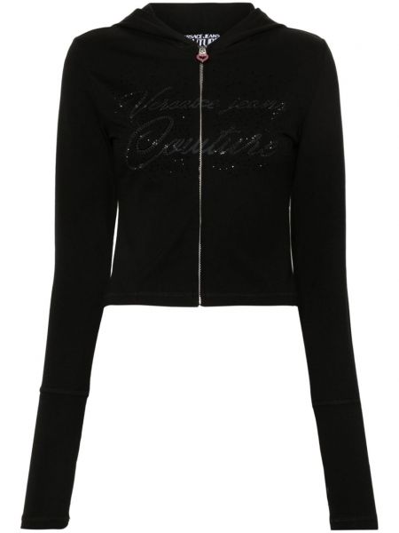 Hoodie s kapuljačom s kristalima Versace Jeans Couture crna