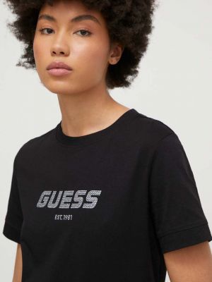 Koszulka bawełniana Guess czarna