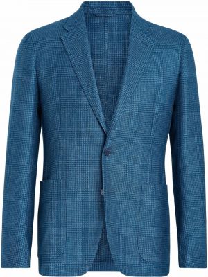 Sjekket lang blazer Zegna blå