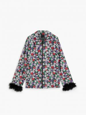 Куртка с перьями в цветочек с принтом Anna Sui