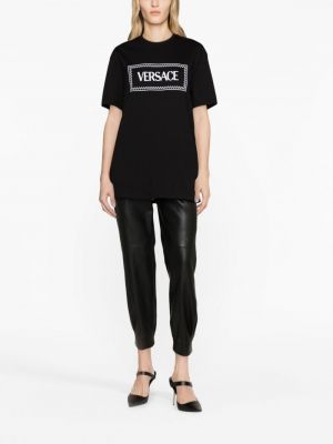 Kokvilnas t-krekls ar izšuvumiem Versace