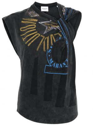 T-shirt aus baumwoll mit print Marant Etoile schwarz
