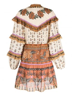 Kleid mit print mit rüschen Farm Rio braun