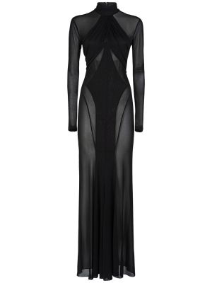 Viskózové hedvábné dlouhé šaty Isabel Marant černé
