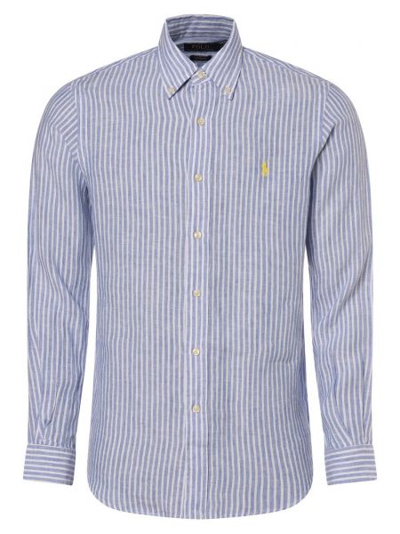 Lniana koszula w paski Ralph Lauren niebieska