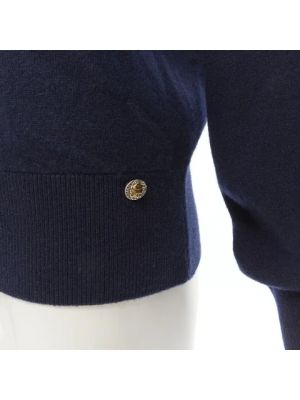 Sweter z kaszmiru Chanel Vintage niebieski