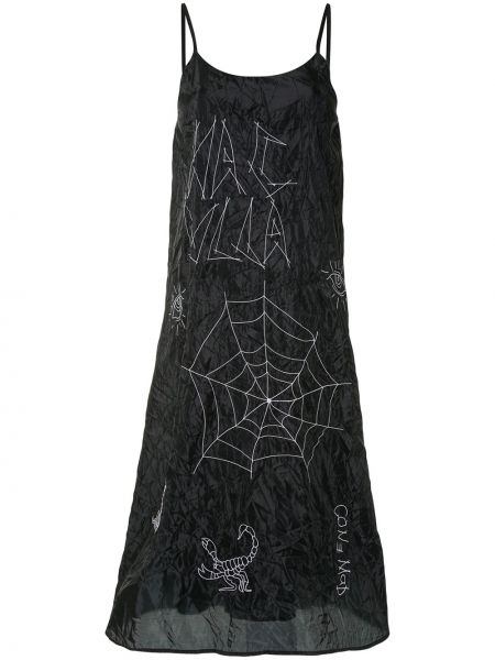 Svilena obleka z vezenjem Haculla črna