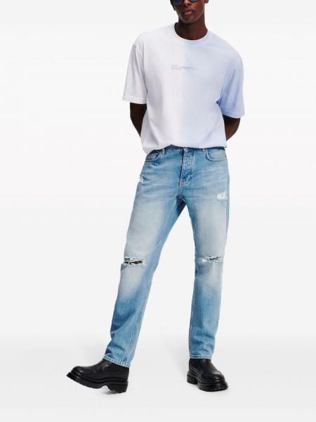 Rebitud kitsa lõikega teksapüksid Karl Lagerfeld Jeans sinine