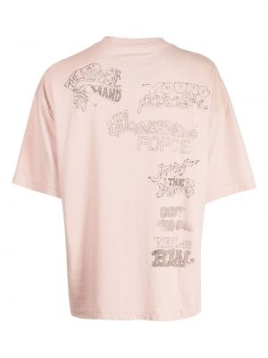Koszulka bawełniana z nadrukiem Maison Mihara Yasuhiro różowa