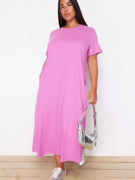 Πλεκτή φόρεμα ζέρσεϊ από ζέρσεϋ Trendyol ροζ