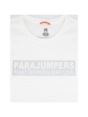 Camiseta de algodón de cuello redondo Parajumpers blanco