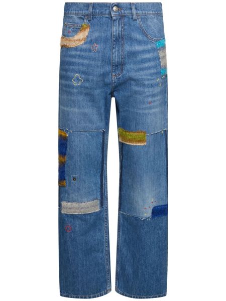 Straight leg-jeans i bomull i mohair Marni blå