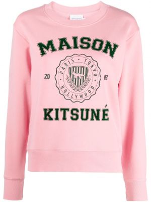 Strick pullover mit print Maison Kitsuné pink