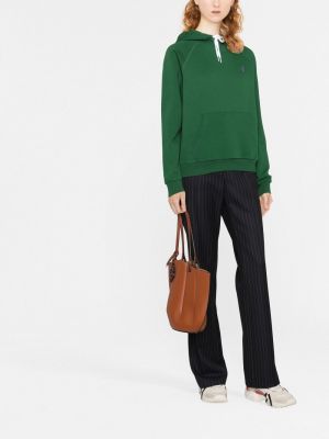 Medvilninis siuvinėtas siuvinėtas džemperis su gobtuvu Polo Ralph Lauren žalia