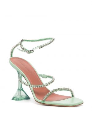 Křišťálové sandály Amina Muaddi zelené