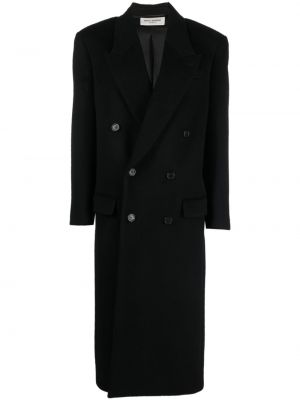 Vlněný kabát Saint Laurent černý