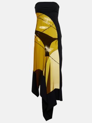 Asymetrické průsvitné midi šaty Mugler černé