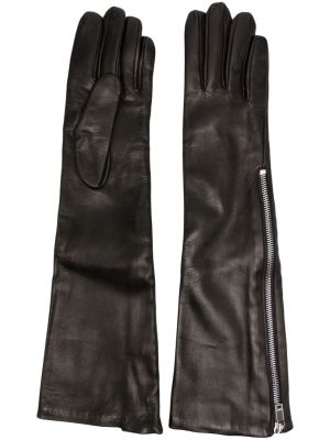 Usnjene rokavice z zadrgo Jil Sander črna