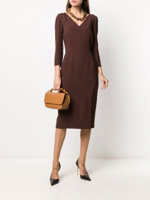 Vestido con escote v Dolce & Gabbana marrón