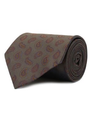 Шелковый галстук Brioni хаки